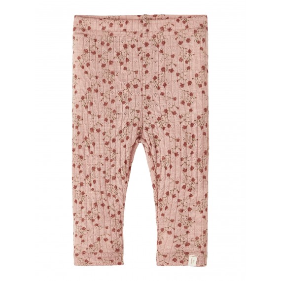 Merinoull leggings - rosa blomster